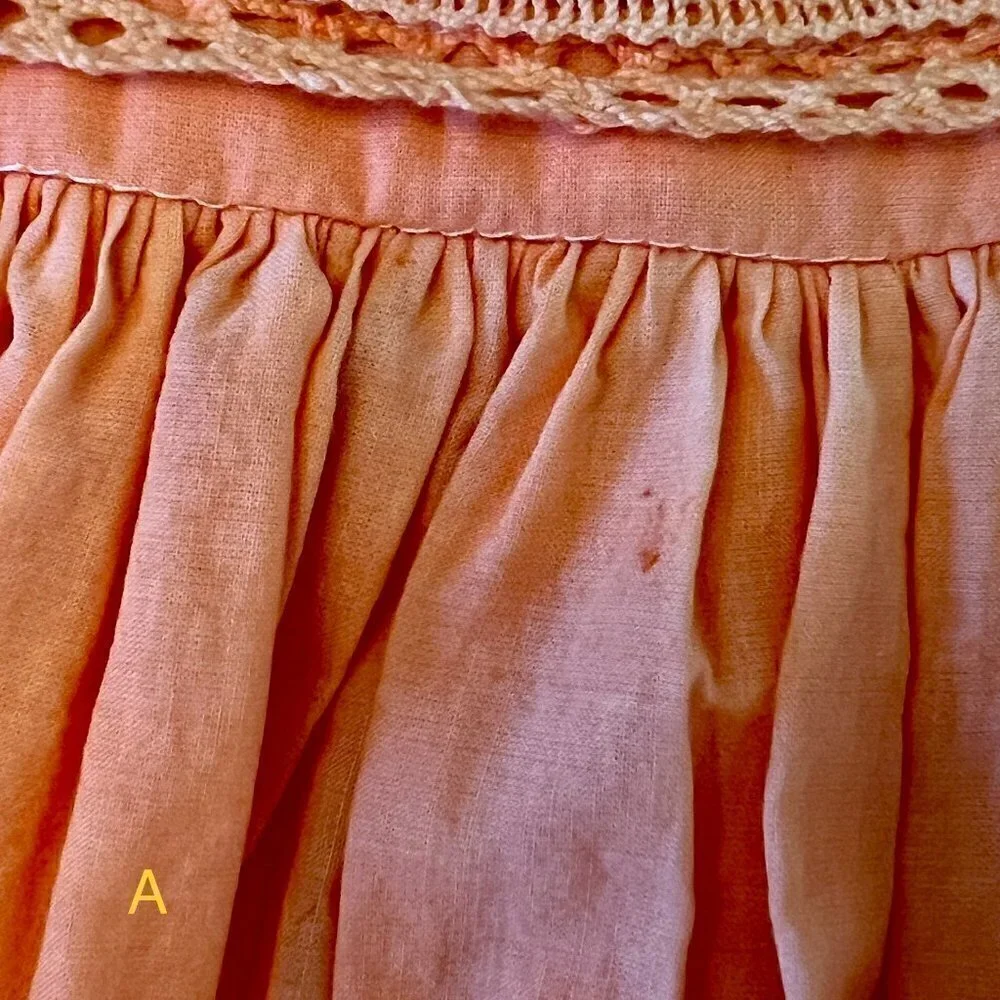 Custom Dyed Orange Ombre Dress Lace & Ribbon Trim With Wide Sash